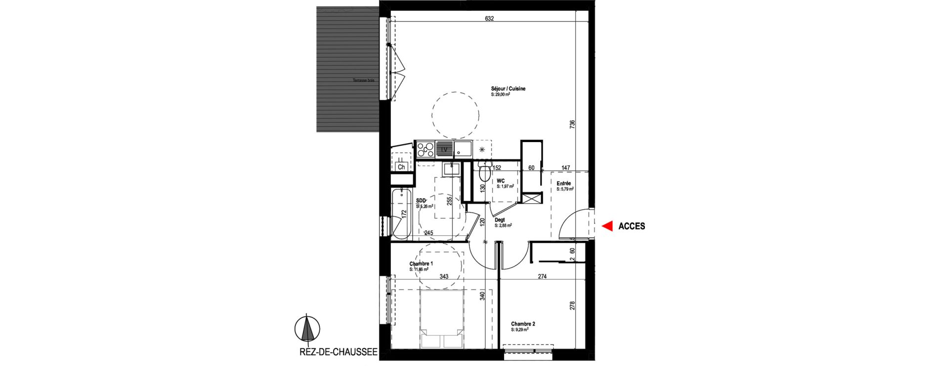 Appartement T3 de 65,85 m2 à Cugnaux Centre