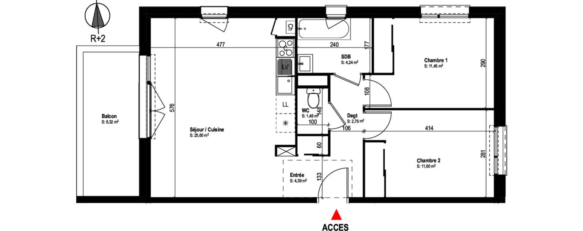 Appartement T3 de 61,52 m2 &agrave; Cugnaux Centre