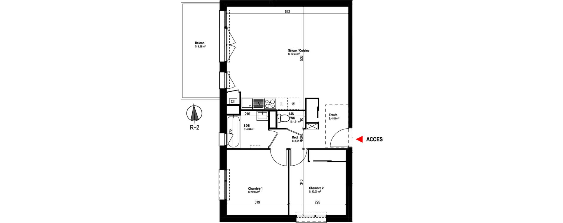 Appartement T3 de 65,84 m2 &agrave; Cugnaux Centre