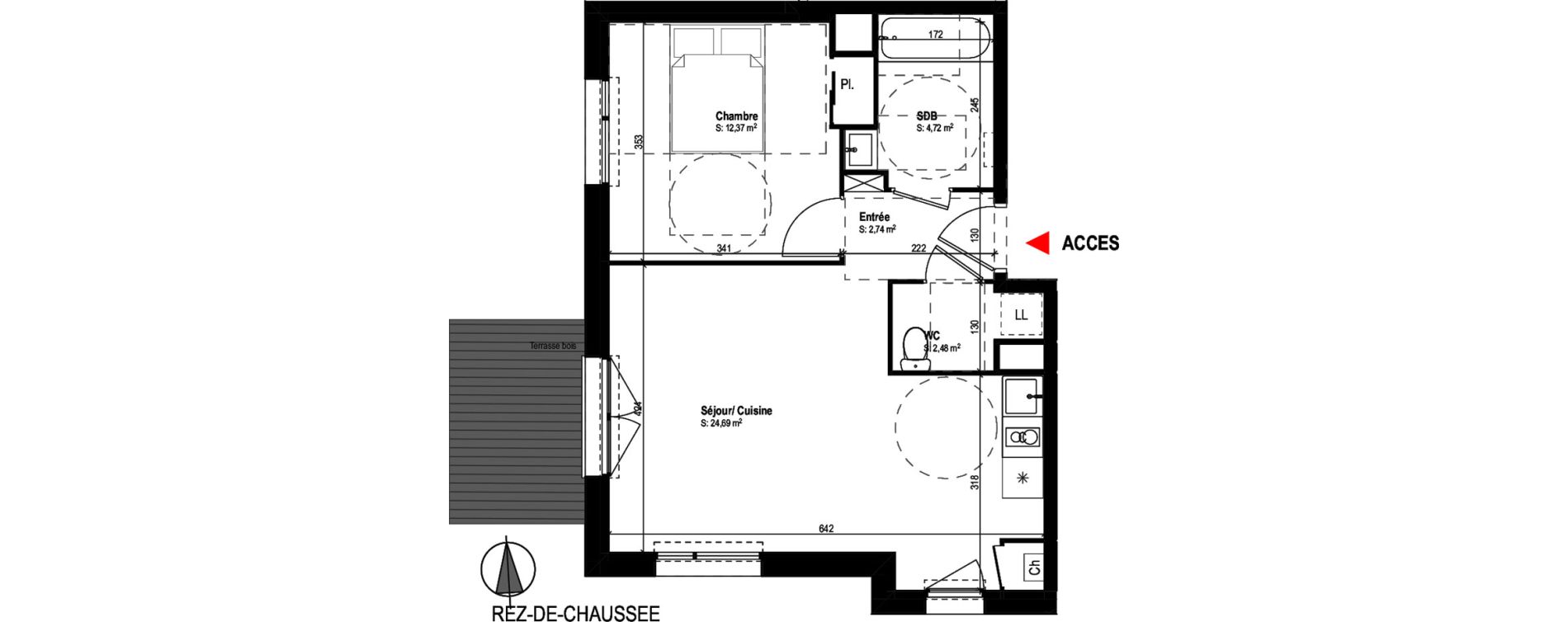 Appartement T2 de 47,00 m2 &agrave; Cugnaux Centre