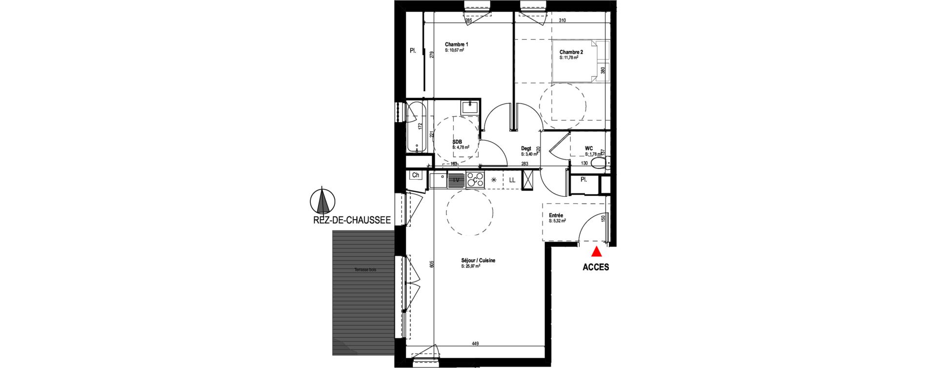 Appartement T3 de 63,70 m2 &agrave; Cugnaux Centre