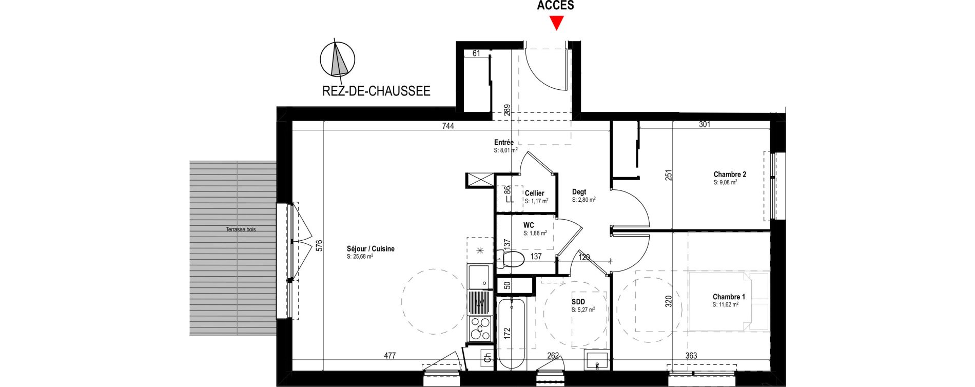 Appartement T3 de 65,51 m2 &agrave; Cugnaux Centre