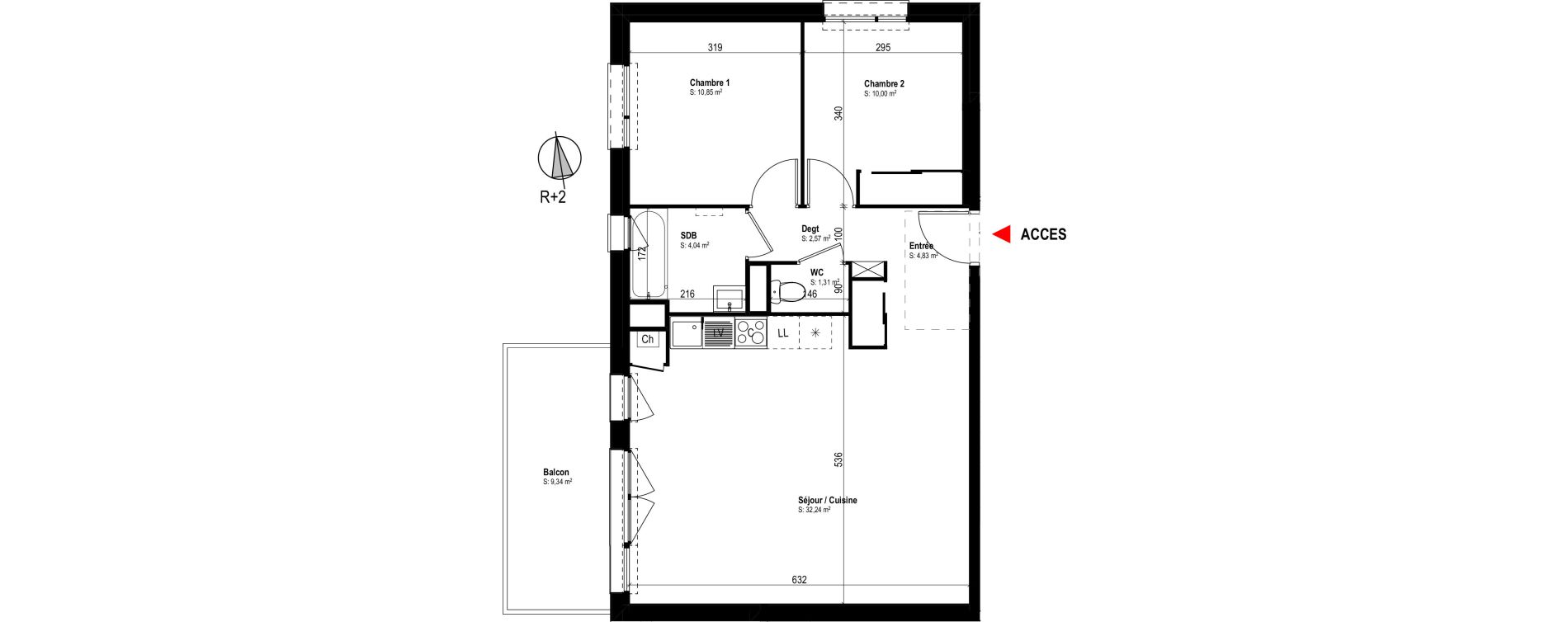 Appartement T3 de 65,84 m2 à Cugnaux Centre