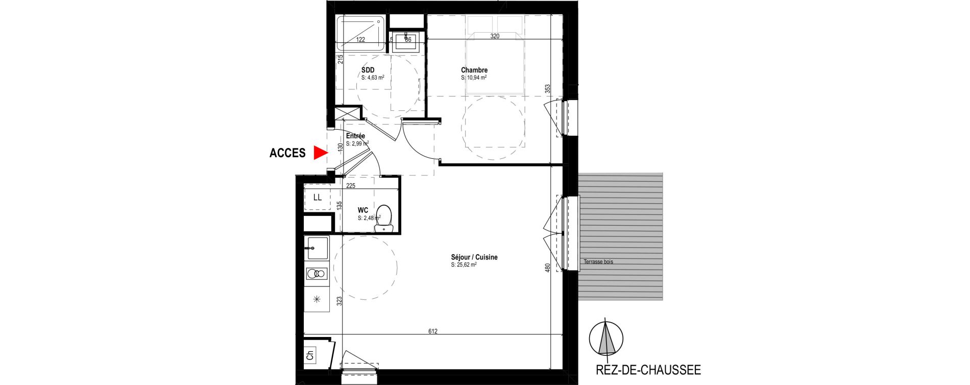 Appartement T2 de 46,66 m2 &agrave; Cugnaux Centre