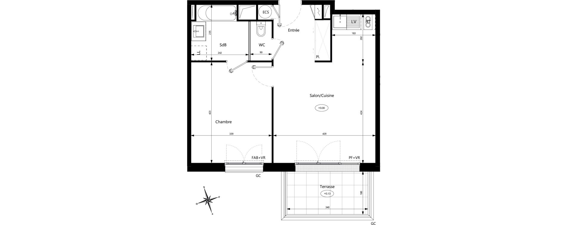 Appartement T2 de 48,57 m2 &agrave; Cugnaux Maurens