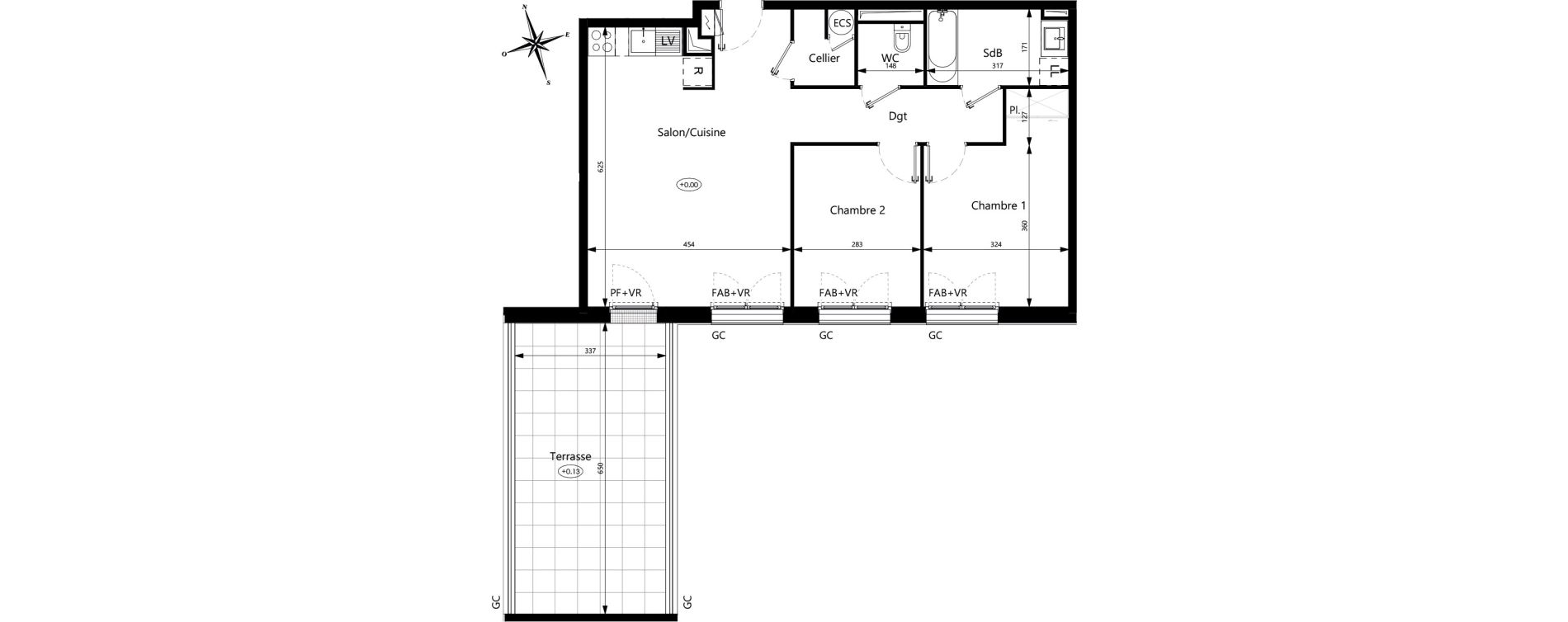 Appartement T3 de 67,42 m2 &agrave; Cugnaux Maurens