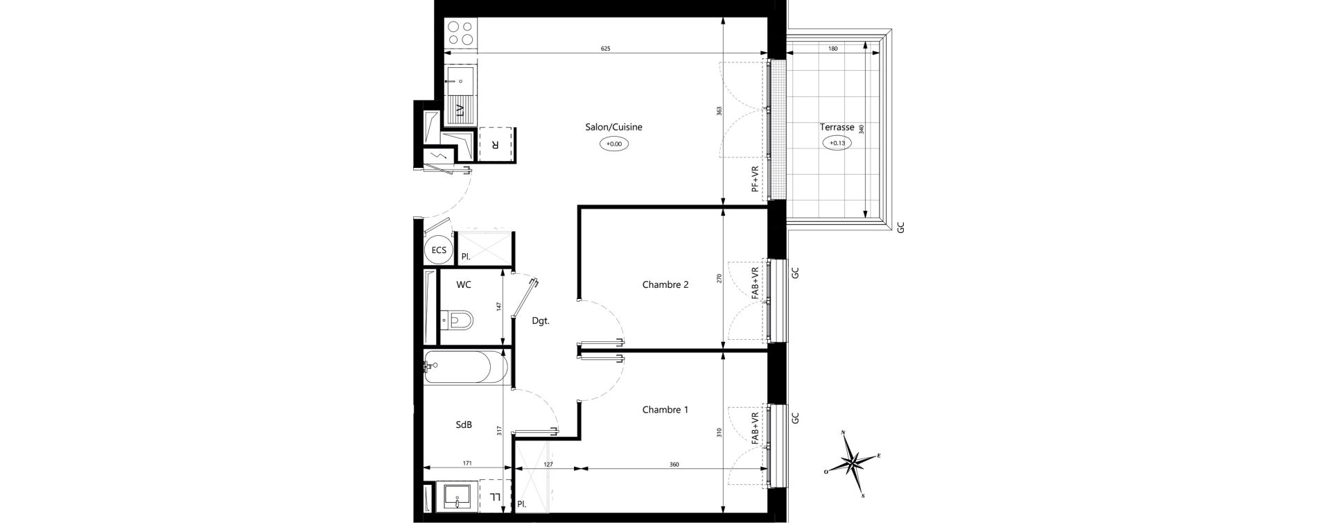 Appartement T3 de 59,75 m2 &agrave; Cugnaux Maurens