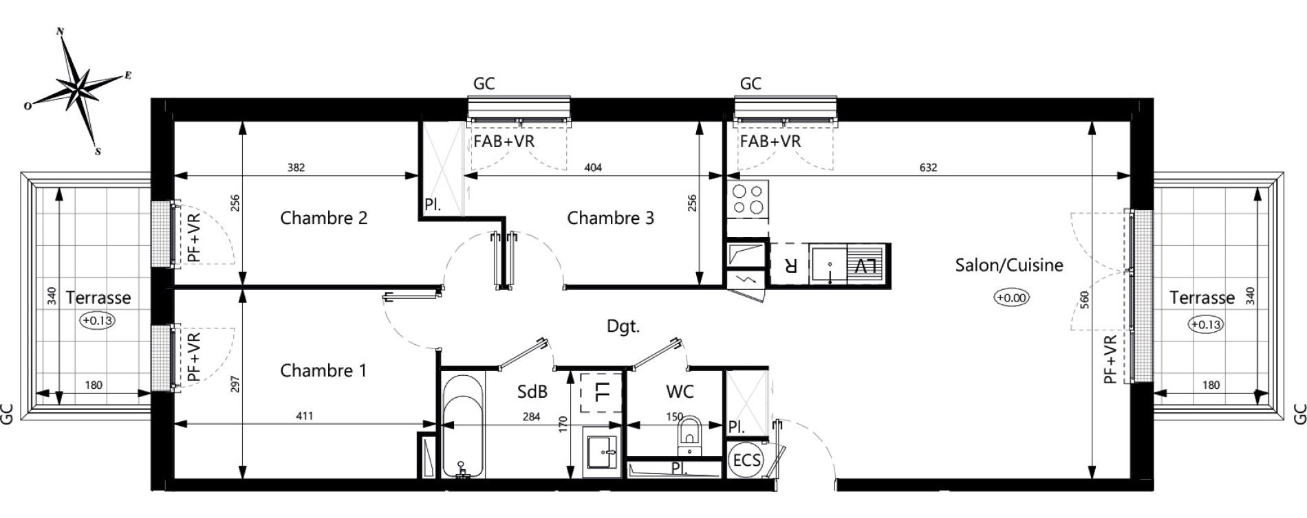 Appartement T4 de 80,01 m2 &agrave; Cugnaux Maurens