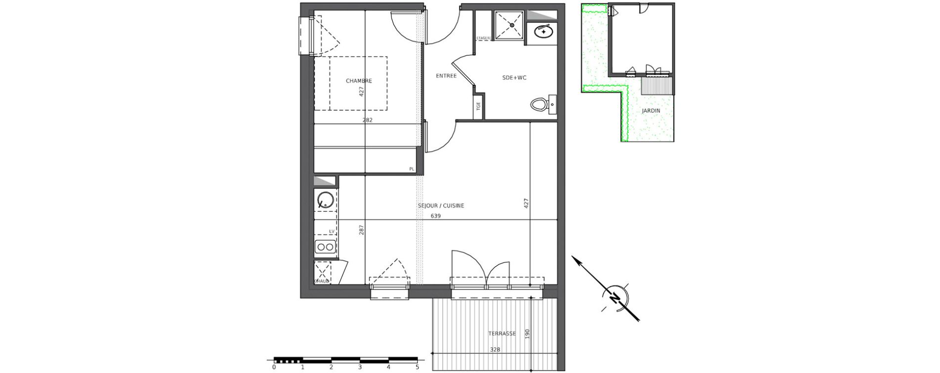 Appartement T2 de 44,25 m2 &agrave; Cugnaux Centre