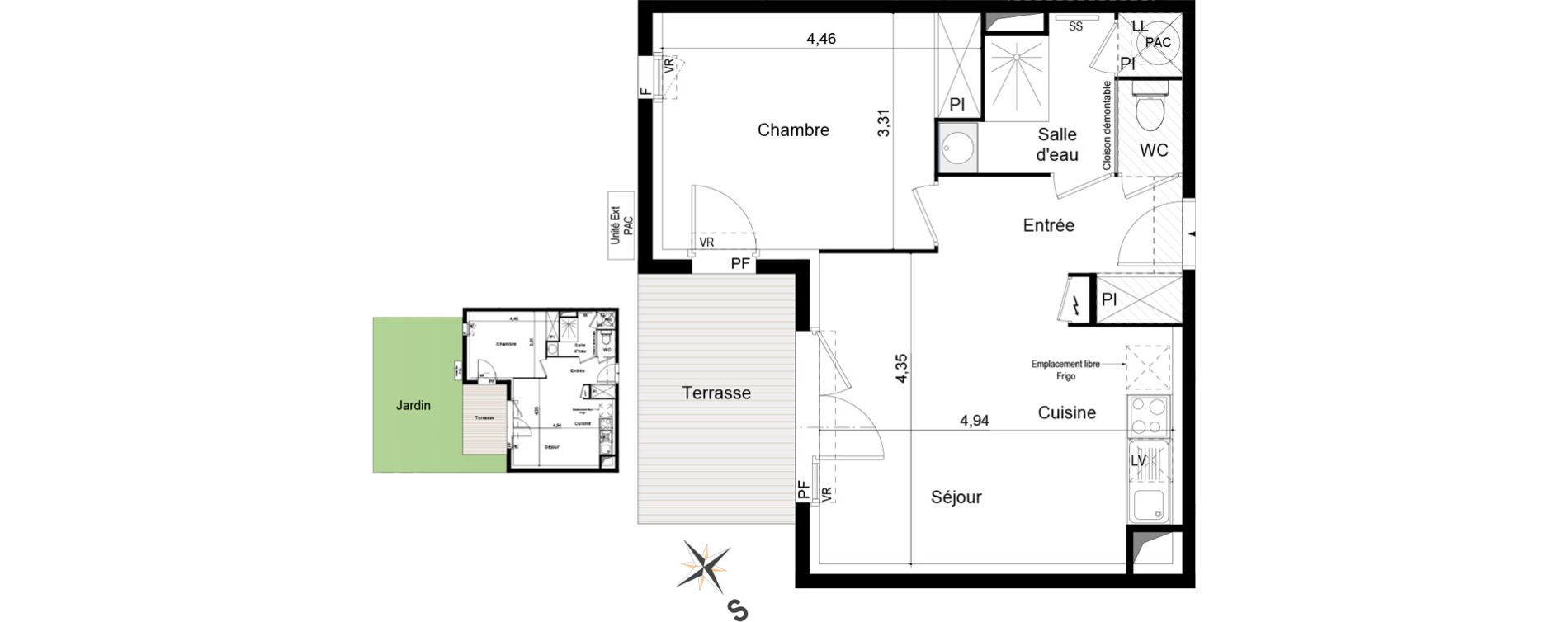 Appartement T2 de 45,00 m2 &agrave; Cugnaux Centre