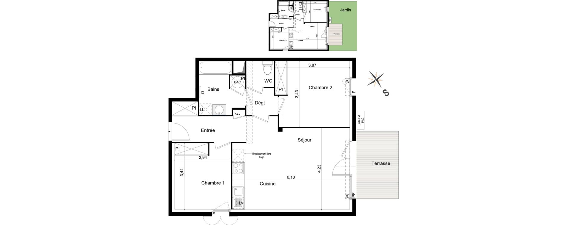 Appartement T3 de 65,60 m2 &agrave; Cugnaux Centre