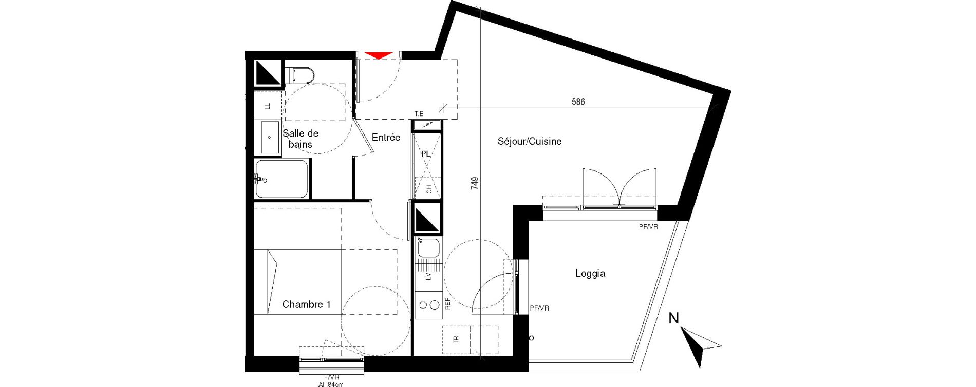 Appartement T2 de 48,05 m2 &agrave; Cugnaux Centre