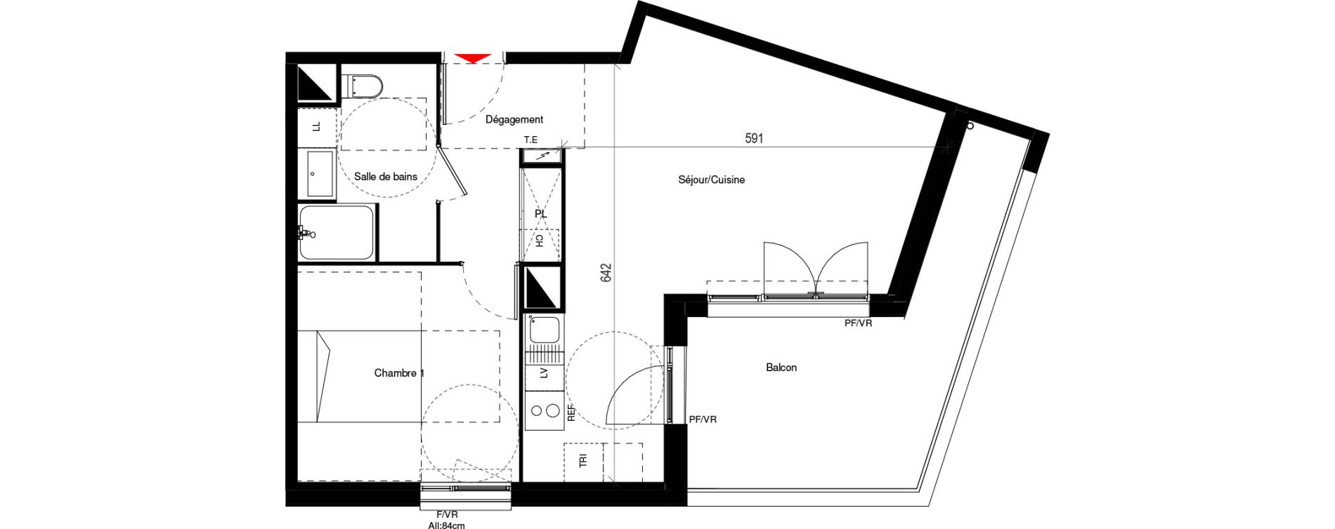Appartement T2 de 48,36 m2 &agrave; Cugnaux Centre