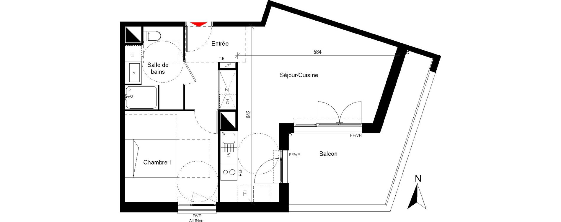 Appartement T2 de 48,40 m2 &agrave; Cugnaux Centre