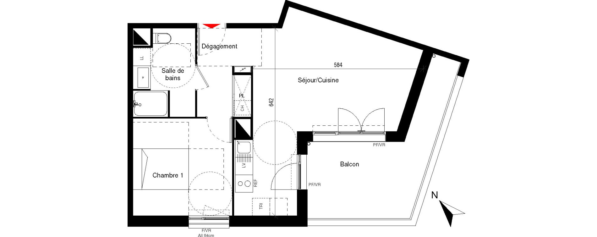 Appartement T2 de 48,43 m2 &agrave; Cugnaux Centre