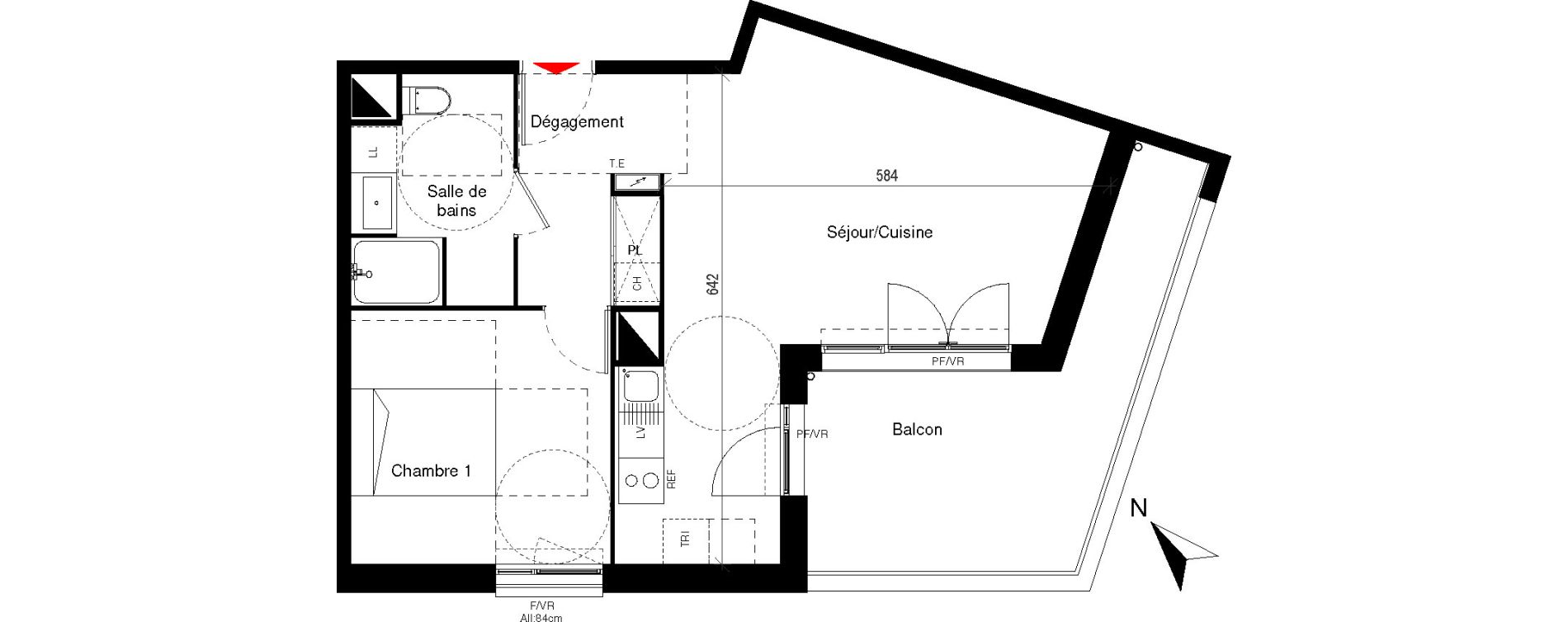 Appartement T2 de 48,43 m2 &agrave; Cugnaux Centre