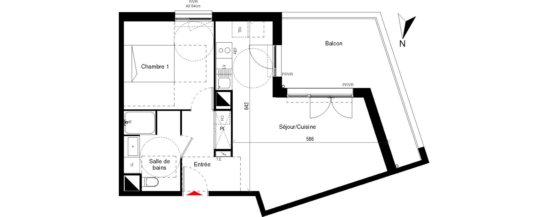 Appartement T2 de 48,52 m2 &agrave; Cugnaux Centre