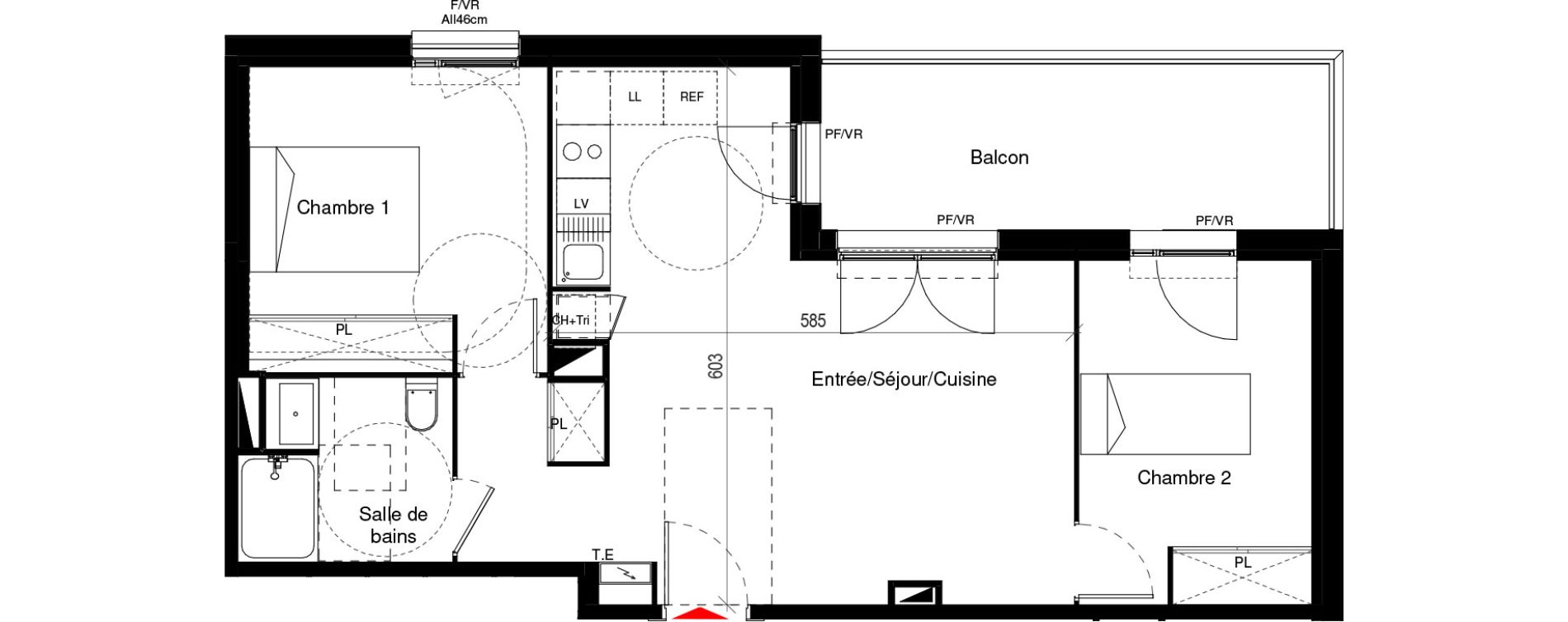 Appartement T3 de 55,67 m2 &agrave; Cugnaux Centre