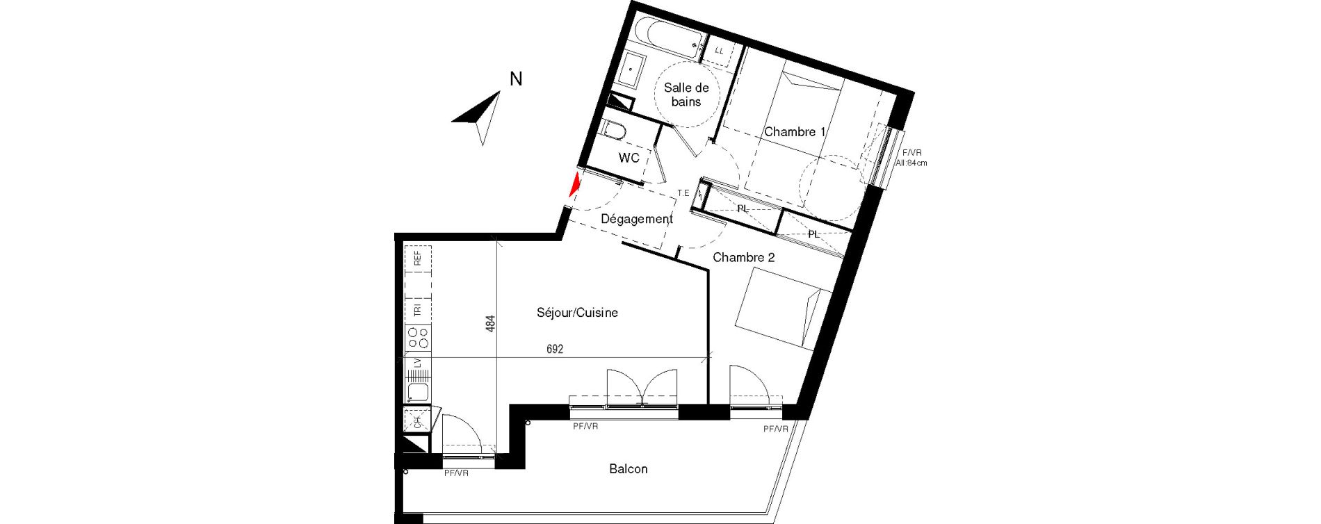 Appartement T3 de 64,75 m2 &agrave; Cugnaux Centre