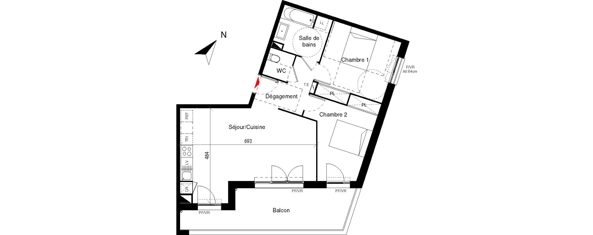 Appartement T3 de 64,77 m2 &agrave; Cugnaux Centre