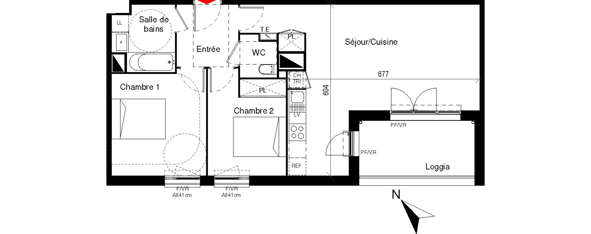 Appartement T3 de 64,94 m2 &agrave; Cugnaux Centre