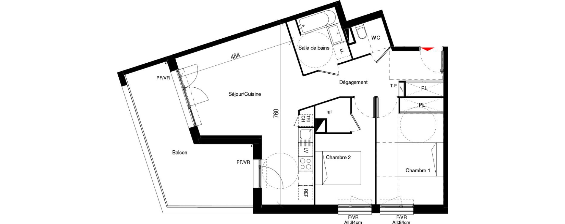 Appartement T3 de 65,53 m2 &agrave; Cugnaux Centre