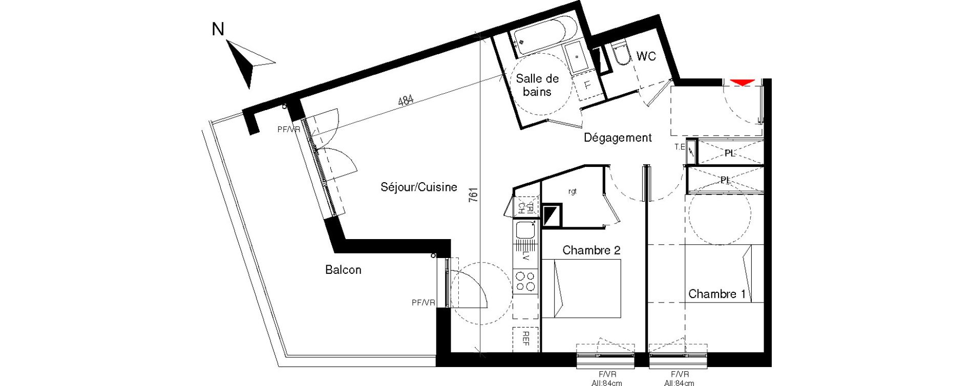 Appartement T3 de 65,95 m2 &agrave; Cugnaux Centre