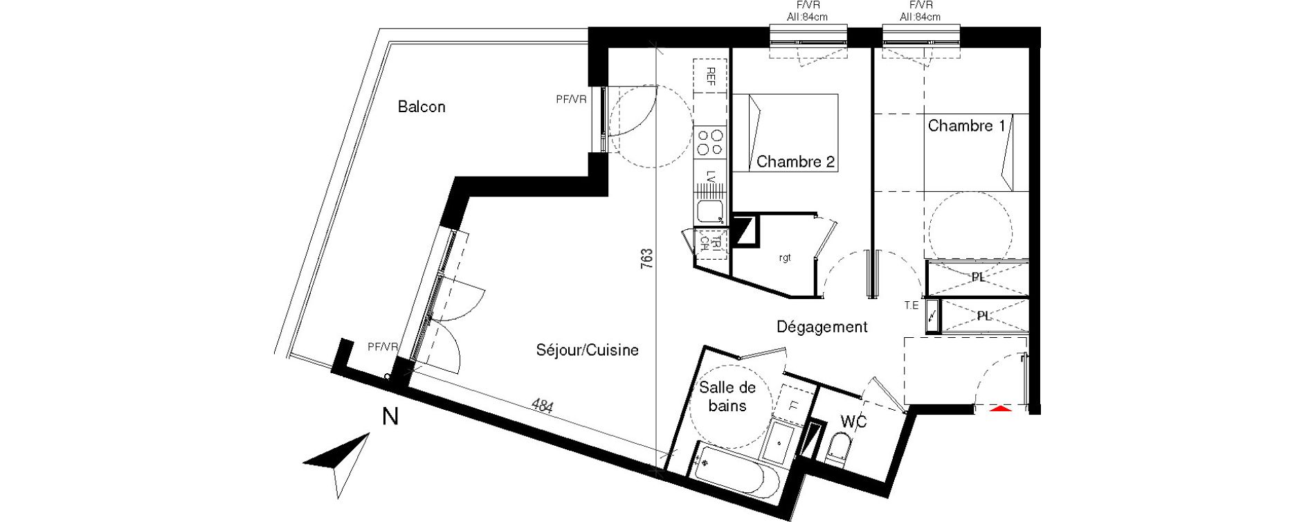 Appartement T3 de 66,22 m2 &agrave; Cugnaux Centre