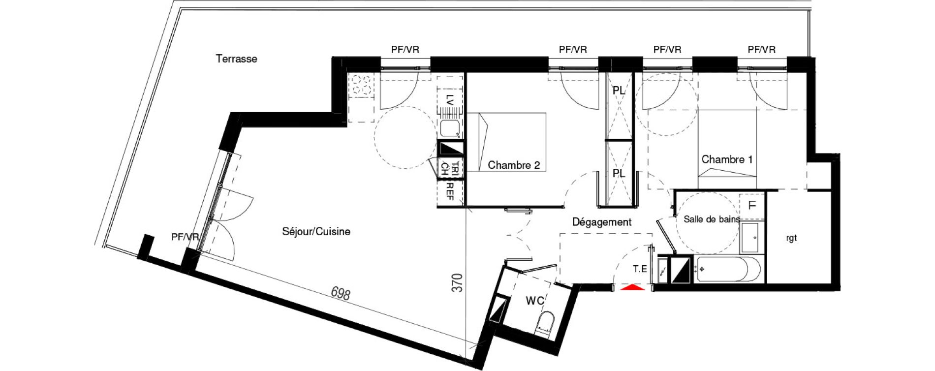 Appartement T3 de 74,38 m2 &agrave; Cugnaux Centre