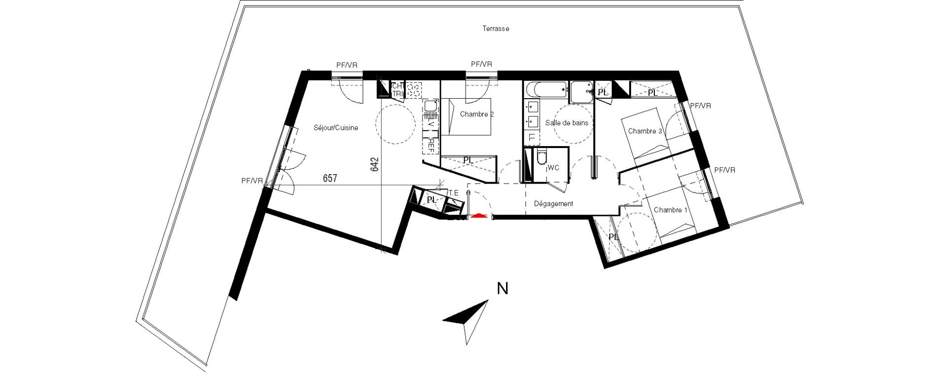 Appartement T4 de 83,59 m2 &agrave; Cugnaux Centre