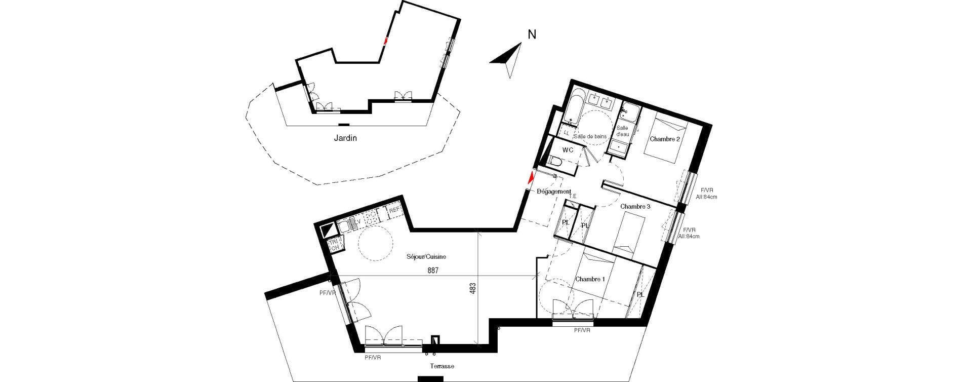 Appartement T4 de 93,01 m2 &agrave; Cugnaux Centre