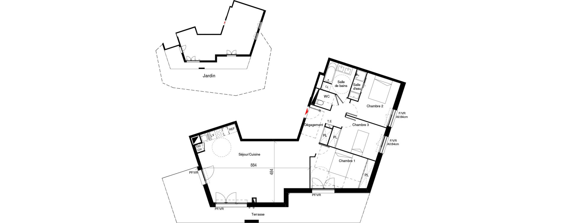 Appartement T4 de 93,07 m2 &agrave; Cugnaux Centre