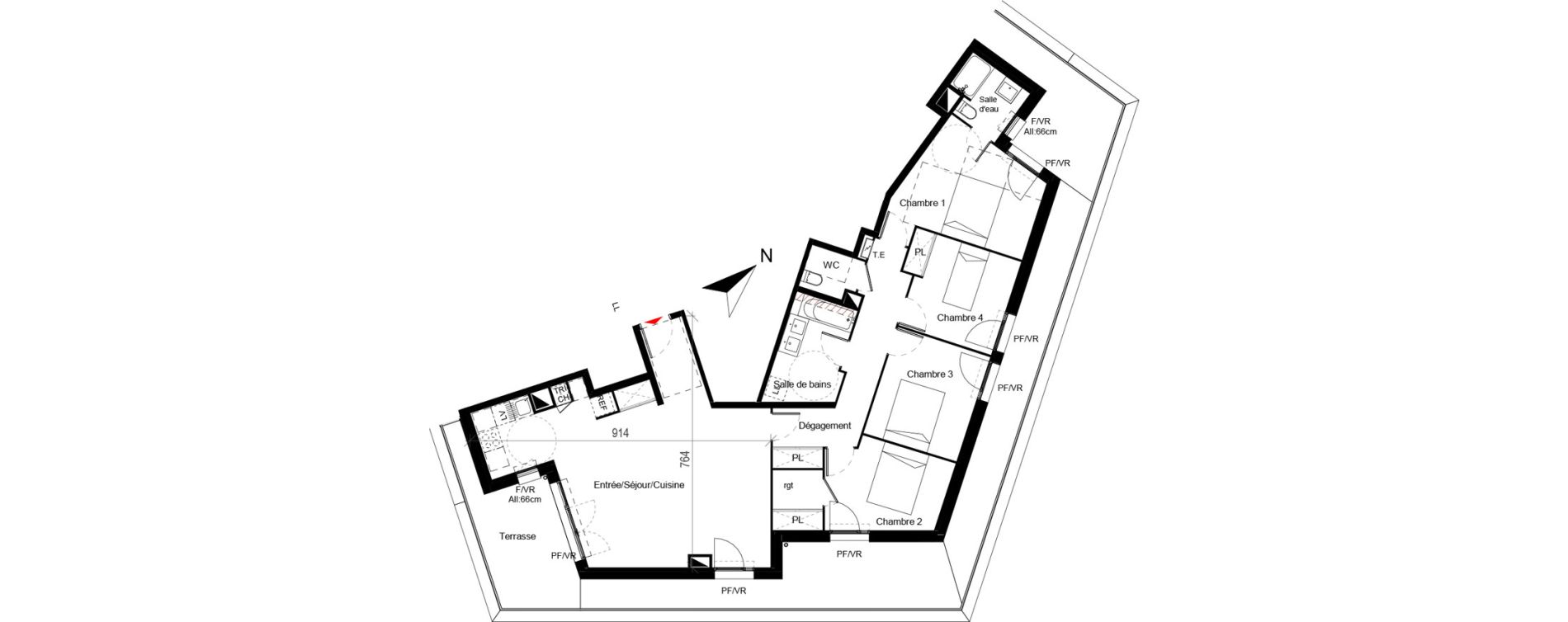 Appartement T5 de 107,44 m2 &agrave; Cugnaux Centre
