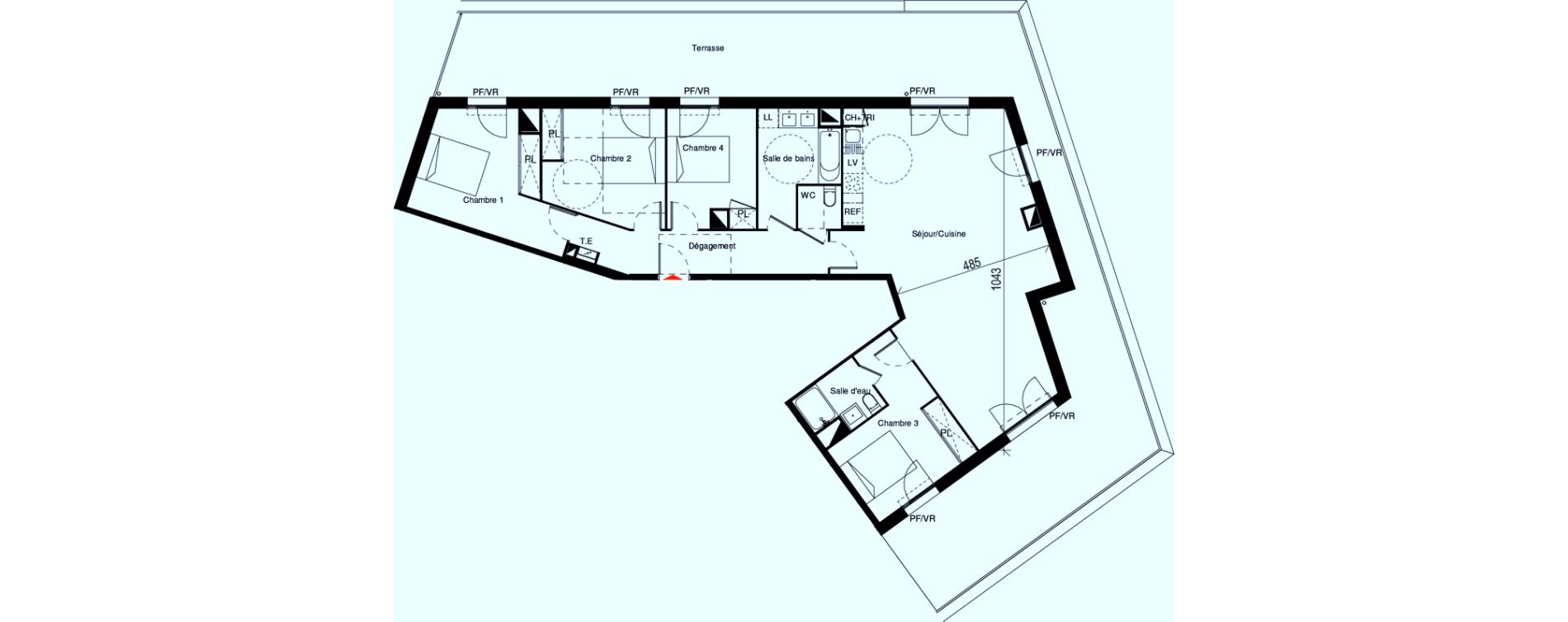 Appartement T5 de 119,17 m2 &agrave; Cugnaux Centre