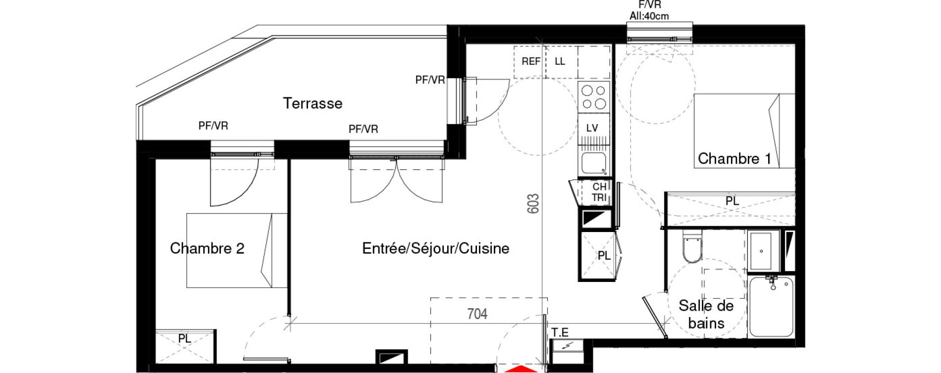 Appartement T3 de 56,17 m2 &agrave; Cugnaux Centre