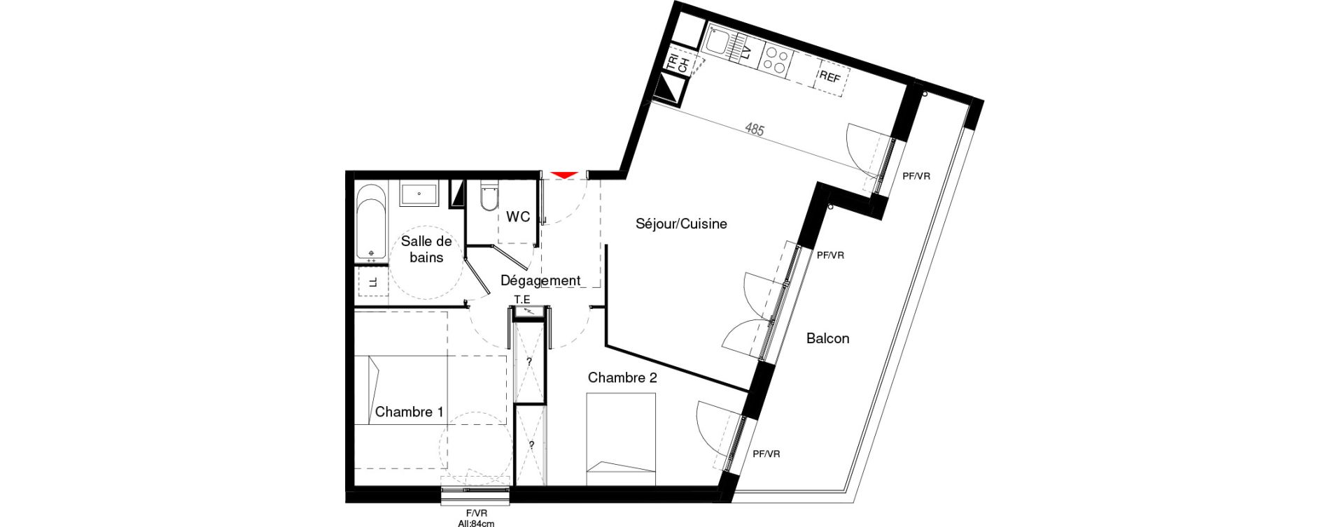 Appartement T3 de 64,39 m2 &agrave; Cugnaux Centre