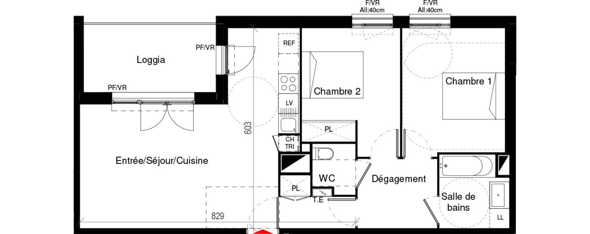 Appartement T3 de 64,83 m2 &agrave; Cugnaux Centre