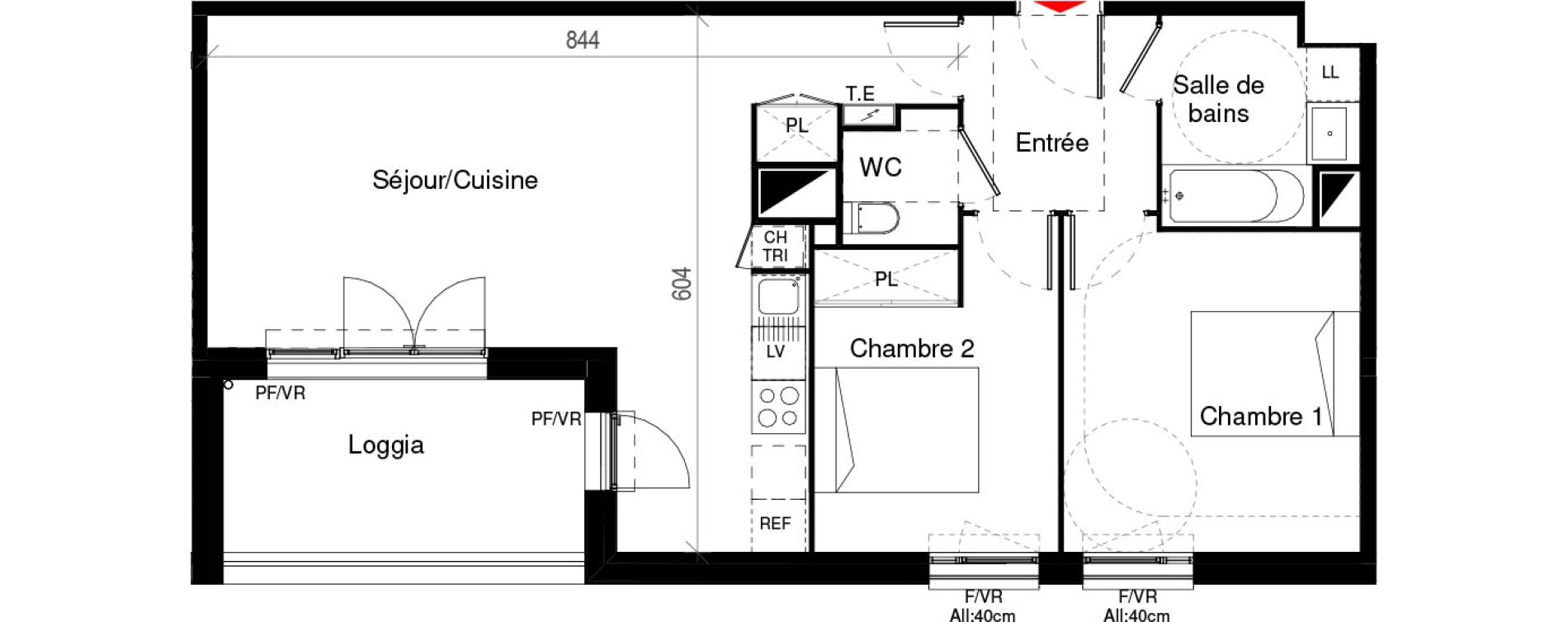 Appartement T3 de 64,93 m2 &agrave; Cugnaux Centre