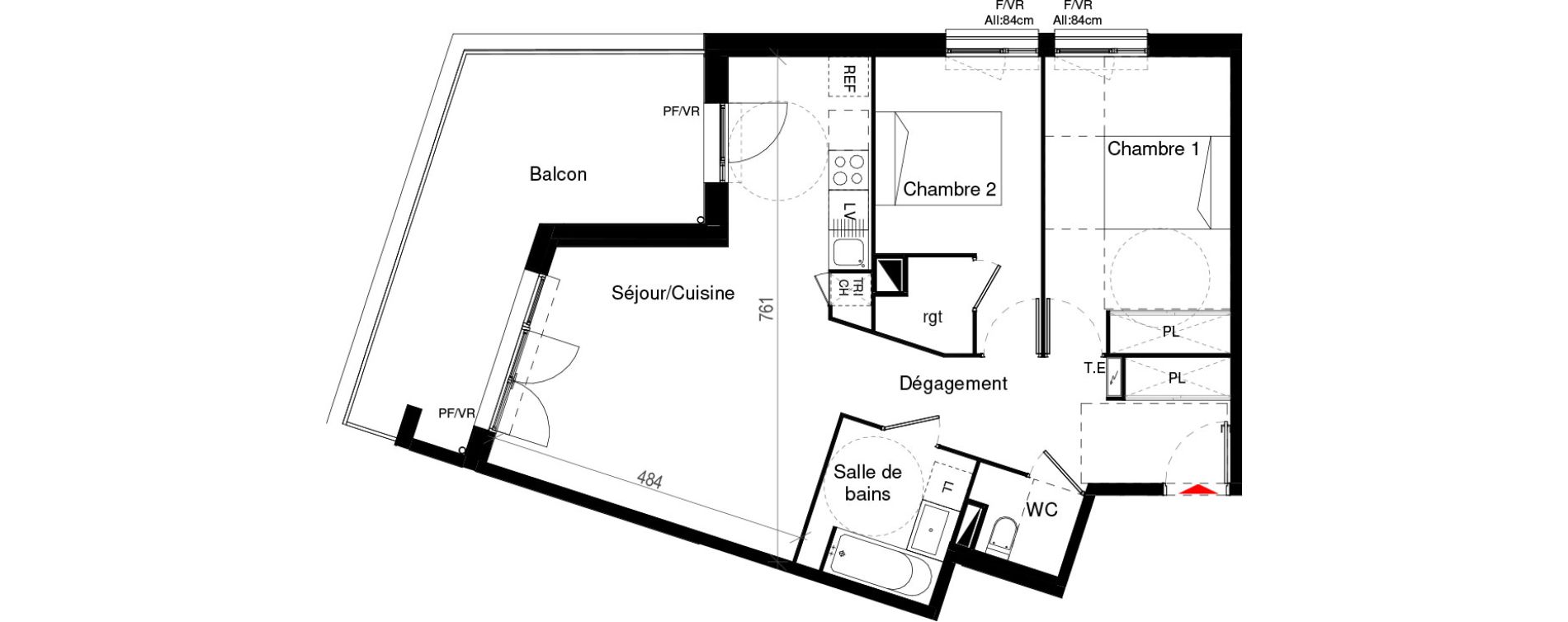 Appartement T3 de 65,62 m2 &agrave; Cugnaux Centre