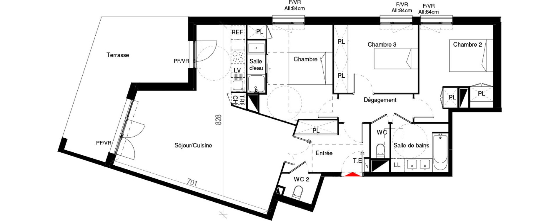 Appartement T4 de 92,50 m2 &agrave; Cugnaux Centre