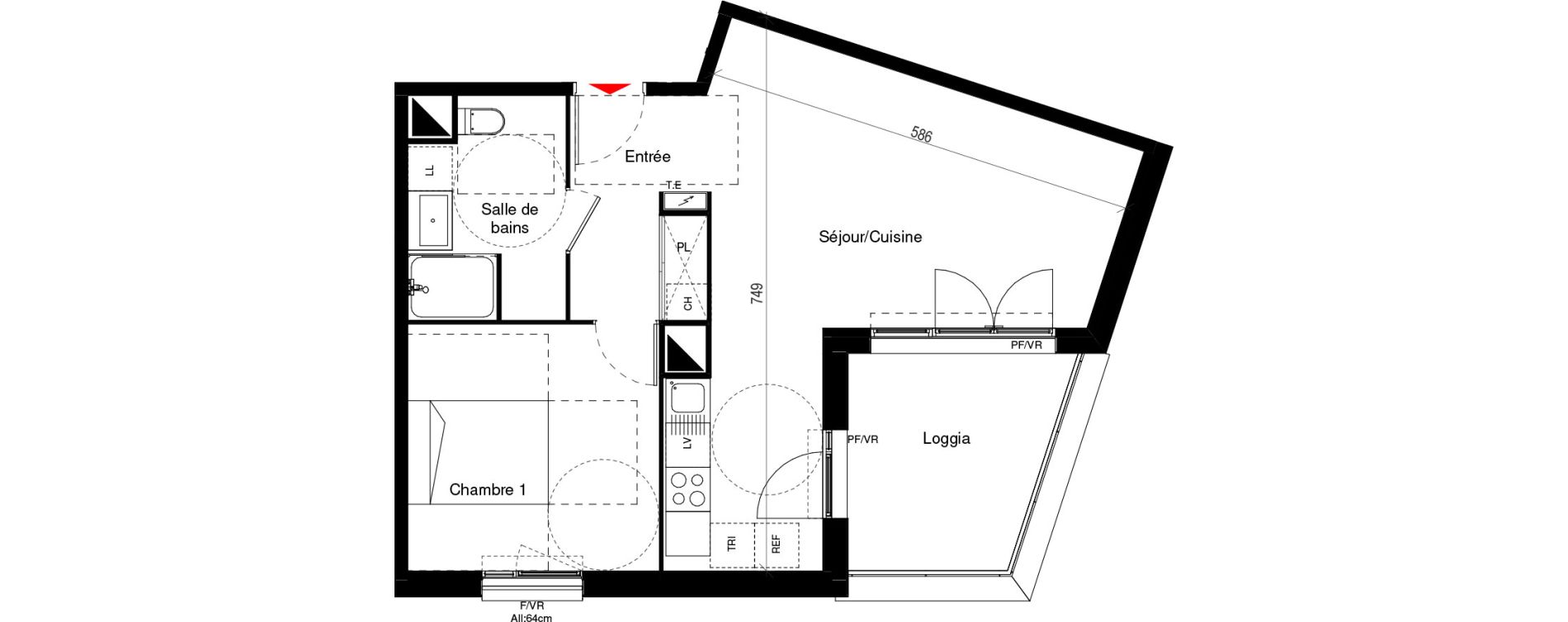 Appartement T2 de 48,05 m2 &agrave; Cugnaux Centre