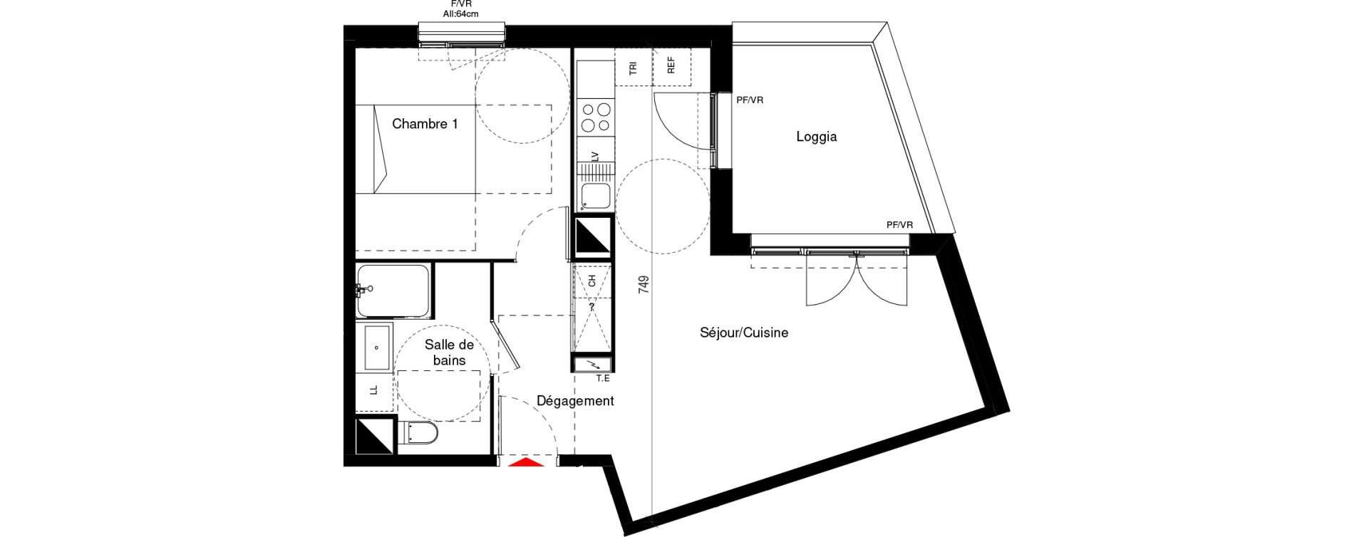 Appartement T2 de 48,04 m2 &agrave; Cugnaux Centre