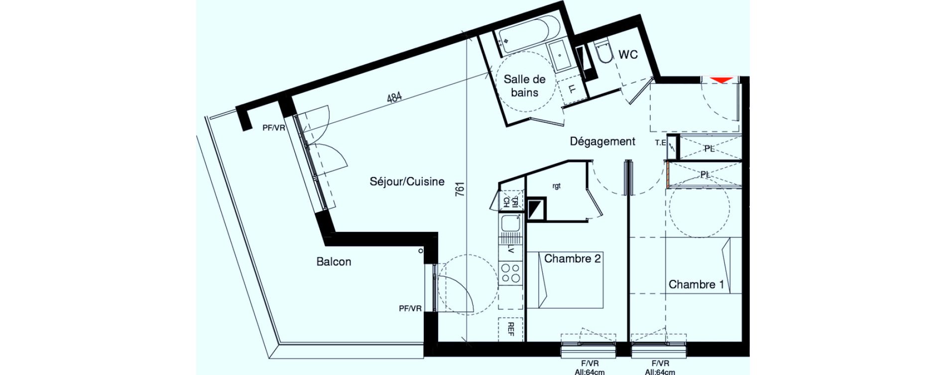 Appartement T3 de 65,88 m2 &agrave; Cugnaux Centre