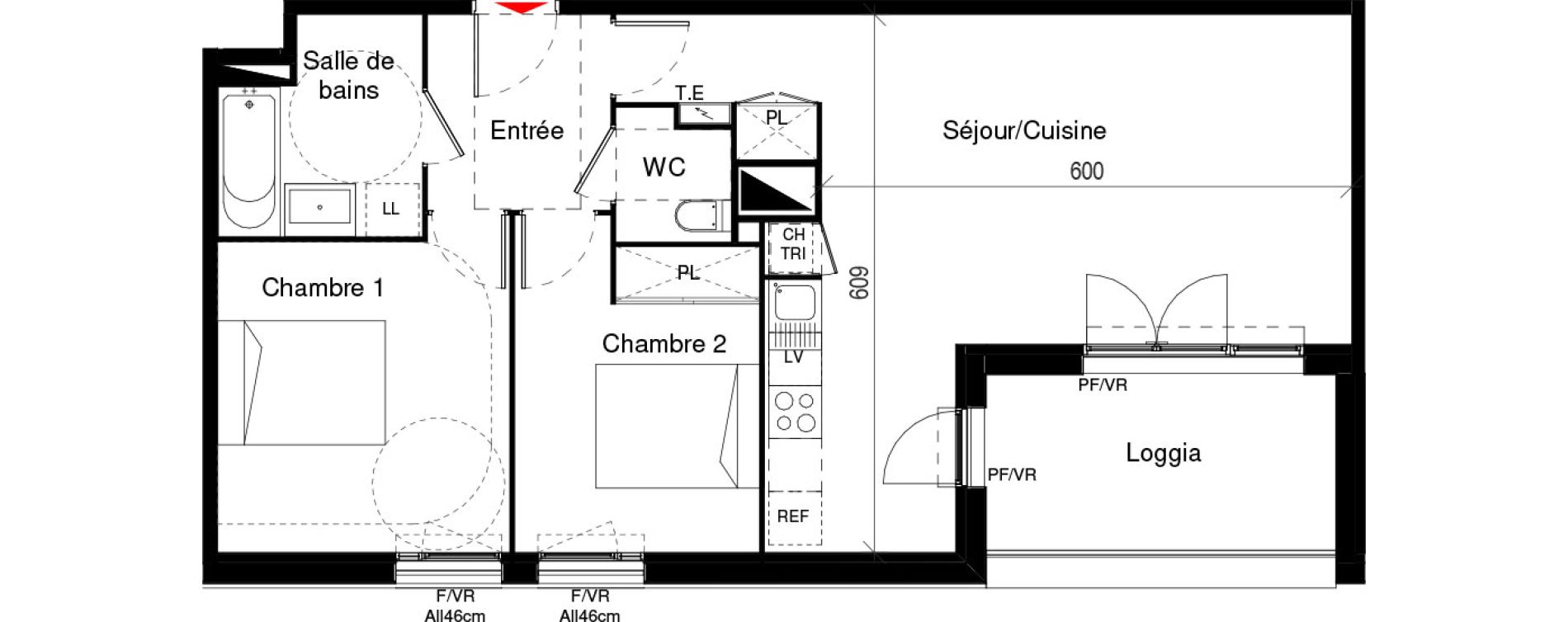 Appartement T3 de 64,80 m2 &agrave; Cugnaux Centre
