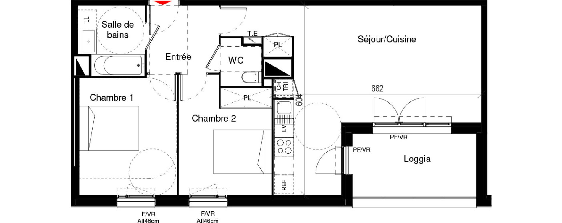 Appartement T3 de 64,76 m2 &agrave; Cugnaux Centre