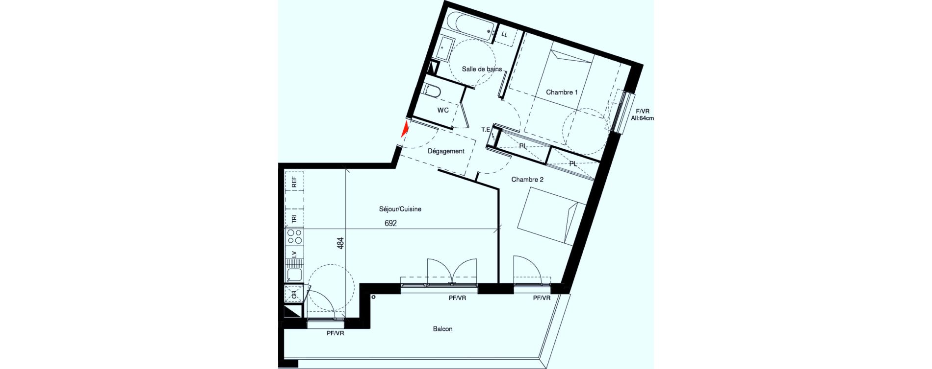 Appartement T3 de 65,02 m2 &agrave; Cugnaux Centre
