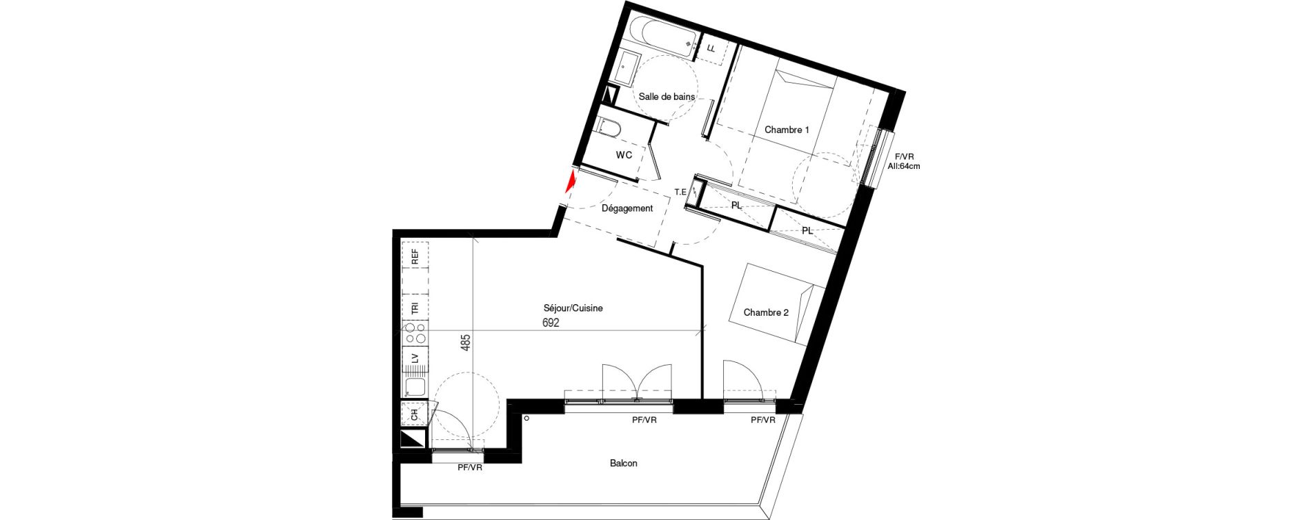 Appartement T3 de 65,05 m2 &agrave; Cugnaux Centre