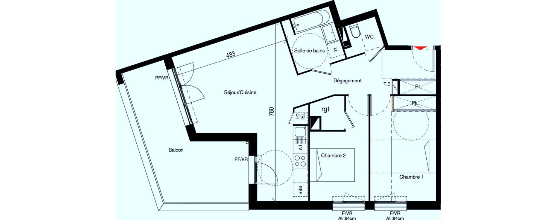 Appartement T3 de 65,43 m2 &agrave; Cugnaux Centre