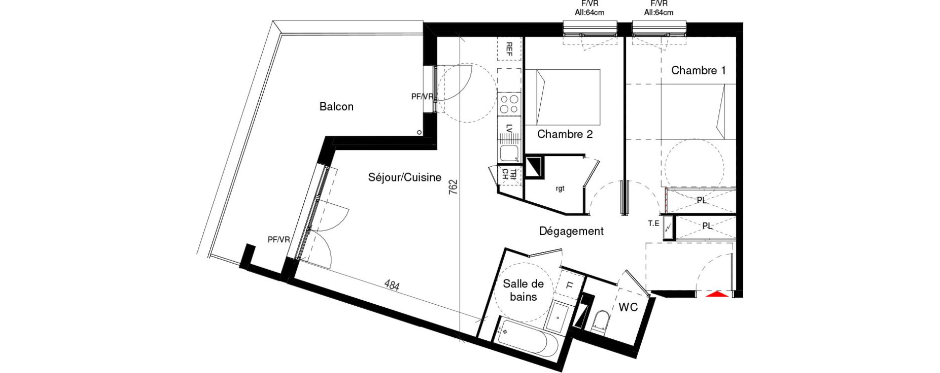 Appartement T3 de 65,67 m2 &agrave; Cugnaux Centre