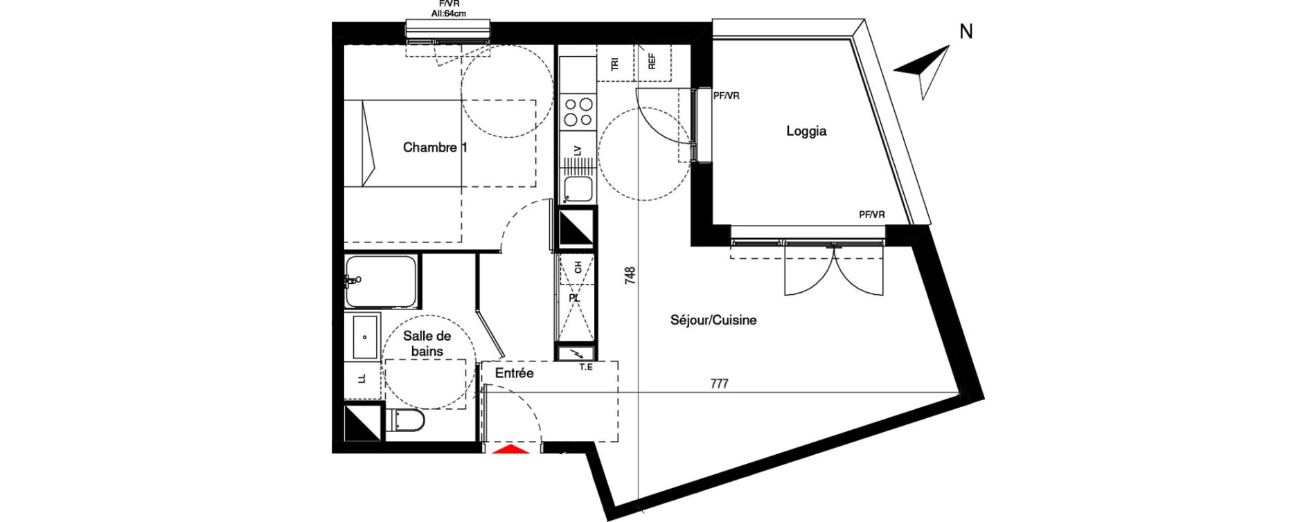 Appartement T2 de 48,09 m2 &agrave; Cugnaux Centre